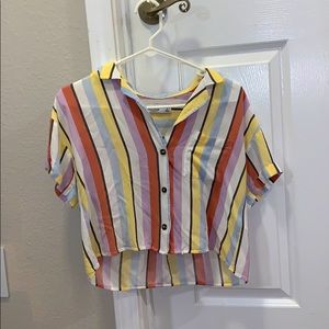 mutil-colored, button up tshirt